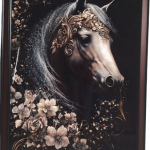 HEADLY Wall Art Painting With Framed scenery Home Decoration MDF Wooden Crystal painting for Living Room, Bedroom, Office, Hotels, Drawing Room Size- 24x36 (White Horse)