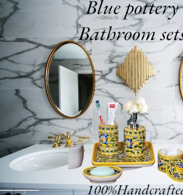 Blue Pottery Bathroom set