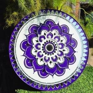 Handcrafted Purple Mandala Wall Plate