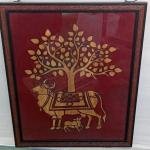 Handcrafted bamboo wall art sacred cow and tree (16 ×20)design