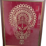 Bamboo Goddess Durga Wall Art – Handcrafted Spiritual Decor (16×20)
