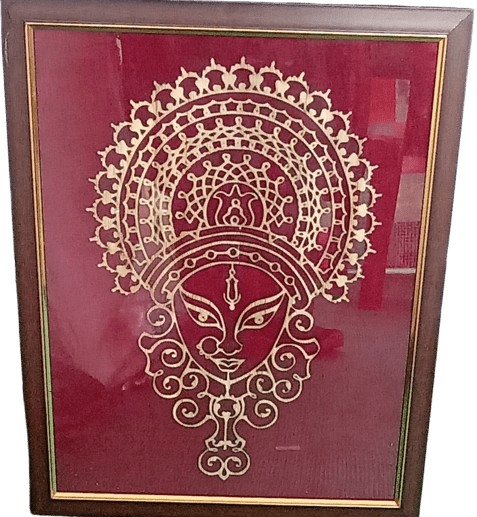 Bamboo Goddess Durga Wall Art – Handcrafted Spiritual Decor (16×20)