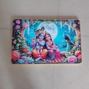 Radhe Krishna bubble crystal art photo frame for home decoration (13x18) in