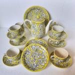 Beautiful Blue Pottery Tea-Set | Tea Cup And Saucer Set With Kettel And Serving Tray