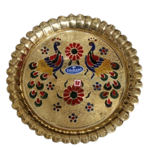 Handcrafted Peacock Design Brass Decorative Thali (size 8")