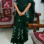Tie and dye saree bottle green colour