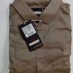 Men’s Brown Satin Plain Casual Shirt (Full Sleeve) (size L)