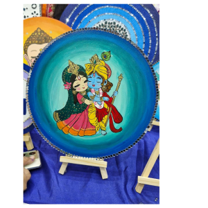 Handmade Radha Krishna Mirror Wall Painting (12 inch)