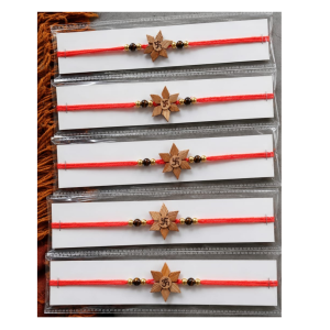 Handcrafted Bamboo Rakhi , Eco-Friendly Wooden Rakhi (pack of 5)