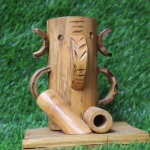 Eco-Friendly Bamboo Pen Stand with New Ganesh Ji Design