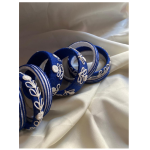 Royal Blue And White Handcrafted Silk Thread Bangles Set , Floral Embroidered Designer Bangles , Ethnic And Festive Wear(pack of 8)