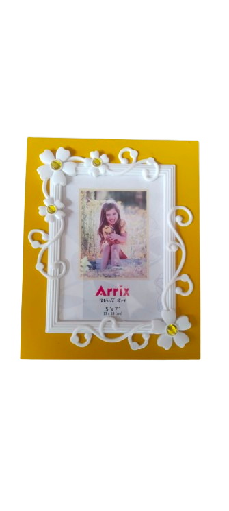 Flower design photo frame (10x8)in - Yellow
