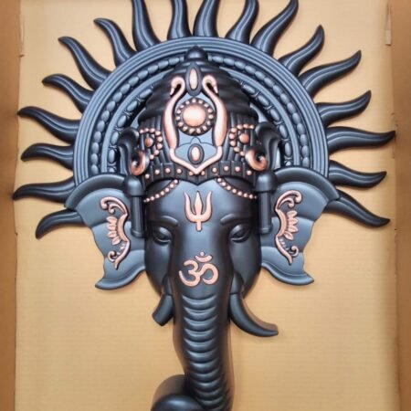 Lord Ganesha Wall Hanging Decor – Divine Sun - Gray