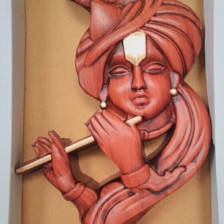 Lord Krishna Face Frame (20x10)in - Orange