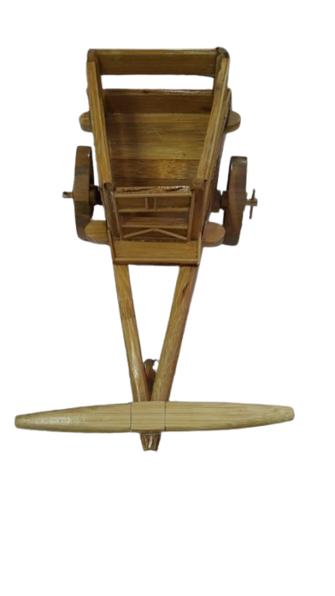 Handcrafted bamboo miniature bullock cart showpiece traditional village Deco. - Image 2