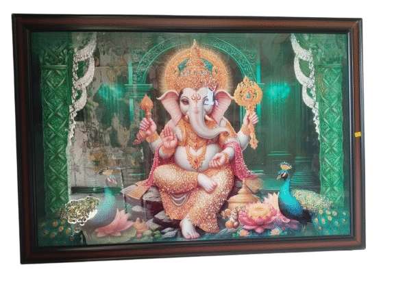 Lord Ganesha with bubble crystal wooden photo frame 3x2