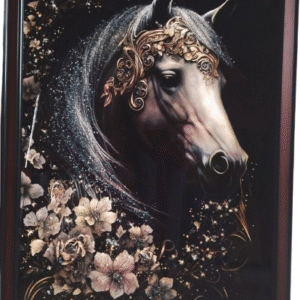 HEADLY Wall Art Painting With Framed scenery Home Decoration MDF Wooden Crystal painting for Living Room, Bedroom, Office, Hotels, Drawing Room Size- 24x36 (White Horse)