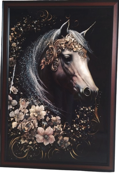 HEADLY Wall Art Painting With Framed scenery Home Decoration MDF Wooden Crystal painting for Living Room, Bedroom, Office, Hotels, Drawing Room Size- 24x36 (White Horse)