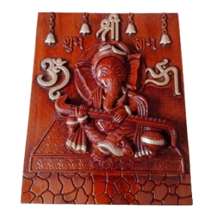 Ganesh Wall Hanging Statue | Ganesha Playing Sitar / Veena Wall Idol for Puja, Home, Living Room Decor | Diwali & Housewarming Gift(18x15) inch