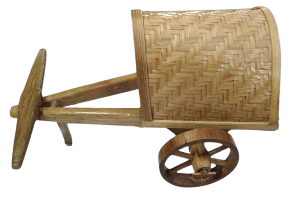 Handcrafted bamboo miniature bullock cart showpiece traditional village decoration