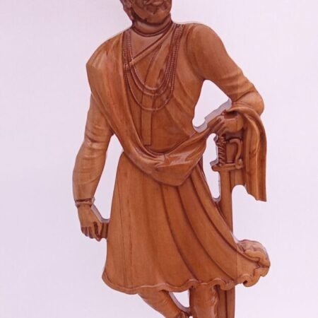 Handcrosted wooden Hand-Carved Wooden Royal Warrior Wall Hanging shivaji maharaj