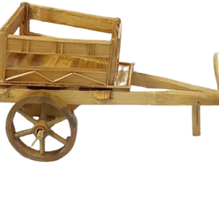 Handcrafted bamboo miniature bullock cart showpiece traditional village Deco.