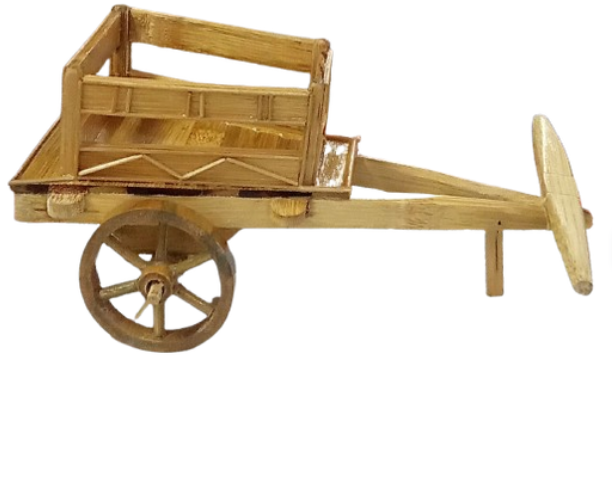 Handcrafted bamboo miniature bullock cart showpiece traditional village Deco.
