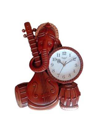 Quartz Analog Sunray Lord Ganesh Wall Clock (17 in x11 in)