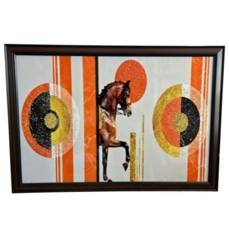 Wall Art Brown Horse Marching Crystal Painting(36x24) in
