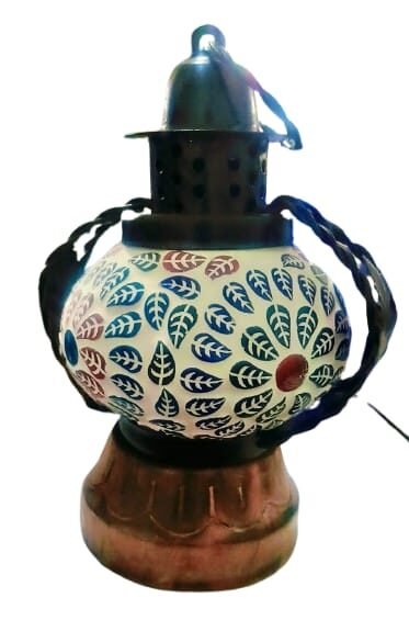 Handcrafted Jaipur Blue Pottery Decorative Lamp/ lalten