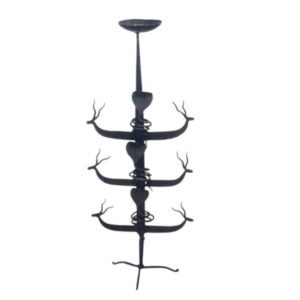 Handcrafted Iron Tree-Style Decorative Diya Stand |Tribal Art (size 21×10)