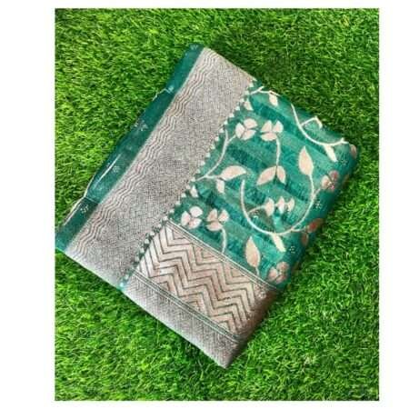 Elegant Chiffon Saree for Women – Lightweight Stylish Party Wear - Dark green