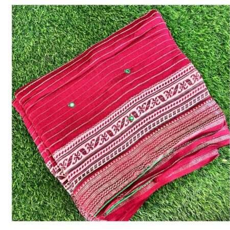 Classic Striped Festive Saree with Woven Border Detail - Red