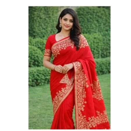Chiffon Saree with Floral Zari Embroidery