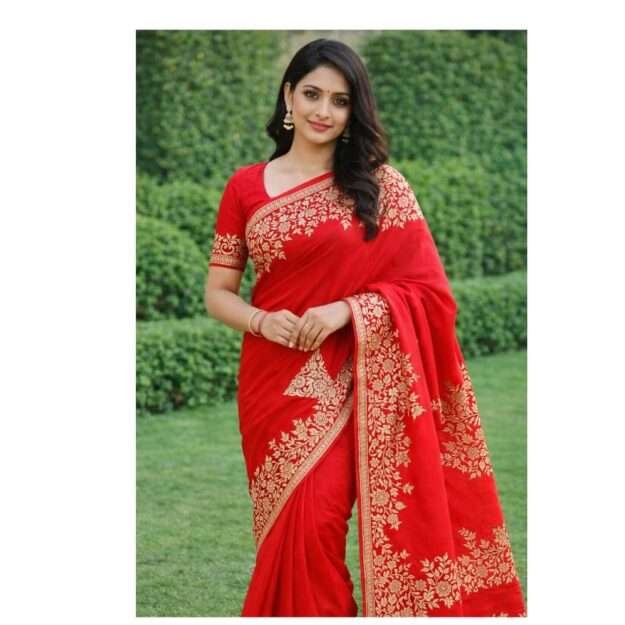 Chiffon Saree with Floral Zari Embroidery